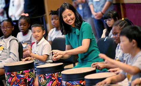 Gallery:  Mayor Wu plays drums with children at New England Conservatory